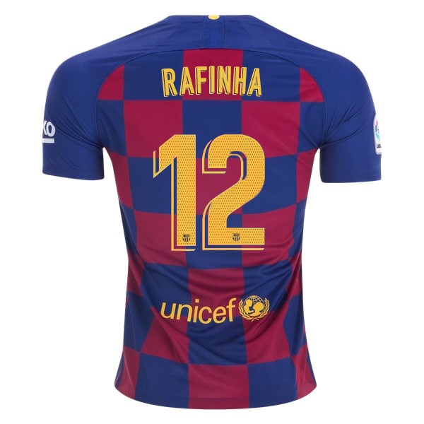 Trikot Barcelona NO.12 Rafinha Heim 2019-20 Blau Rote Fussballtrikots Günstig